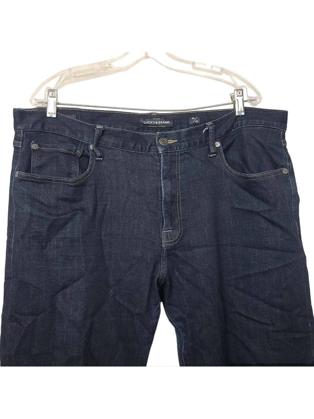 Lucky Brand 410 Athletic Slim Blue Denim Jeans 38x32 - Picture 2 of 11